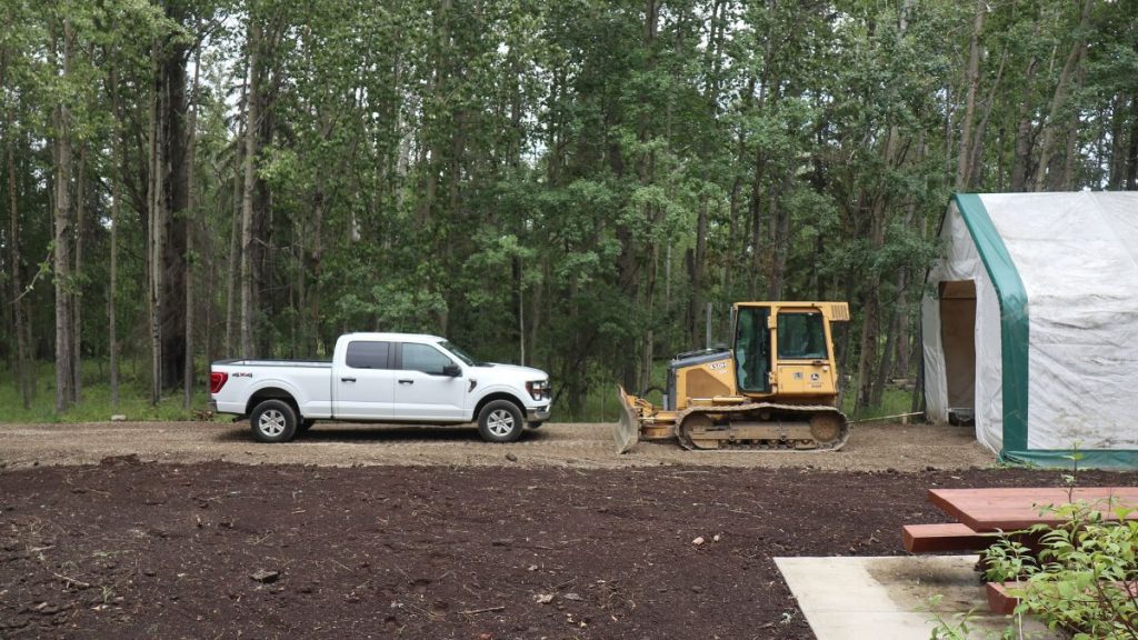 Work truck at a job site, AI automation for small business marketing