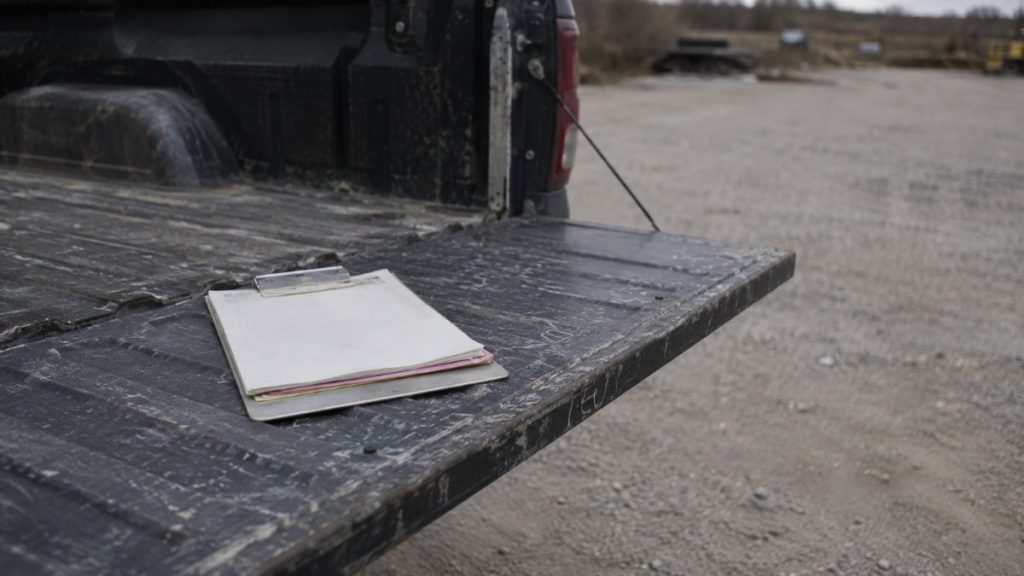 Quote pad on a pickup tailgate waiting on estimate follow-up